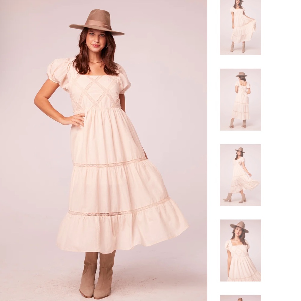 BAND OF THE FREE KAVYA LIGHT TEA LATTICE MAXI DRESS - Picture 7 of 16